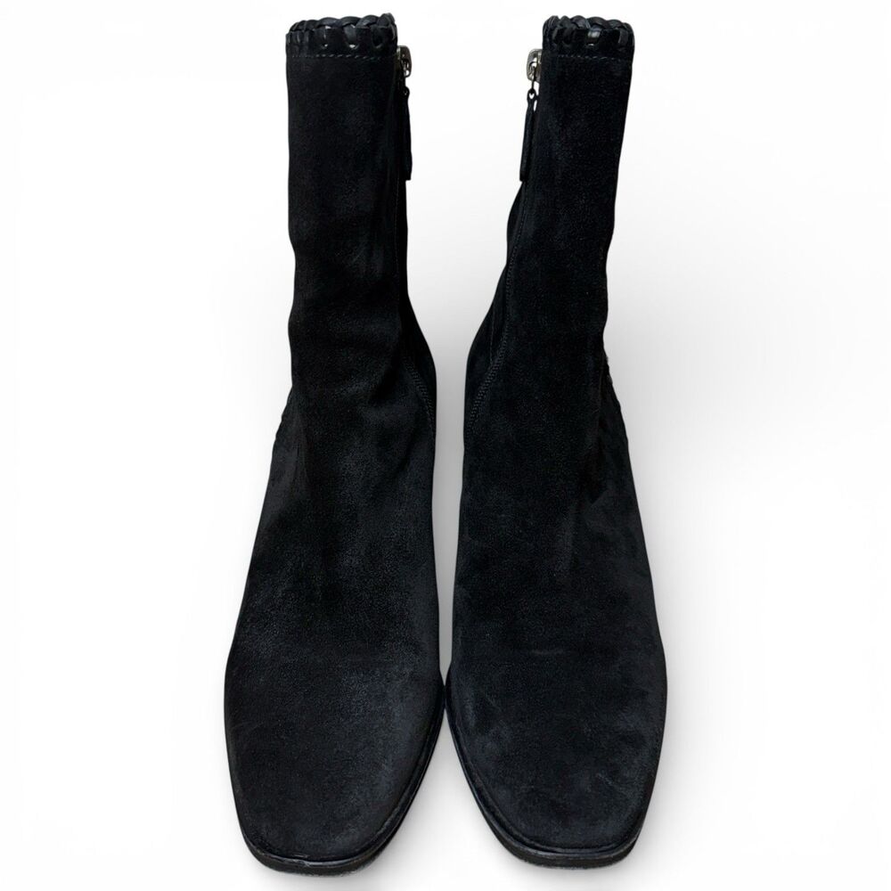 Frye Giovanna Suede Boots Sz 10 Block Heel Rodeo Leather Black Boho Western 3” - Picture 2 of 13